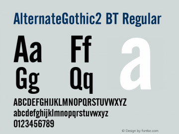 AlternateGothic2 BT Regular Version 1.01 emb4-OT Font Sample