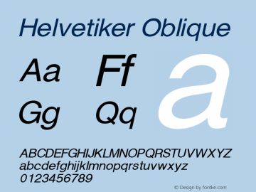 Helvetiker Oblique Version 1.00 2004 initial release Font Sample
