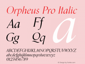 Orpheus Pro Italic Version 1.000 Font Sample