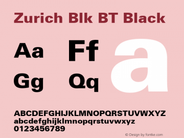 Zurich Blk BT Black mfgpctt-v1.52 Tuesday, January 12, 1993 4:21:08 pm (EST) Font Sample