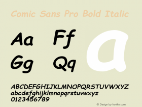 Comic Sans Pro Bold Italic Version 1.00图片样张