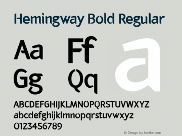Hemingway Bold Regular Version 1.000 Font Sample