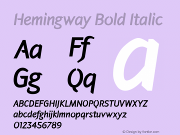 Hemingway Bold Italic Version 1.000 Font Sample