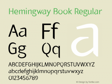 Hemingway Book Regular Version 1.000 Font Sample