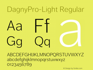 DagnyPro-Light Regular Version 7.504; 2009; Build 1002 Font Sample