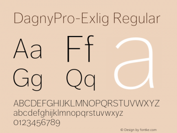 DagnyPro-Exlig Regular Version 7.504; 2009; Build 1002 Font Sample