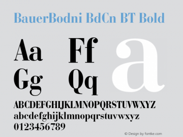 BauerBodni BdCn BT Bold mfgpctt-v4.4 Dec 10 1998 Font Sample