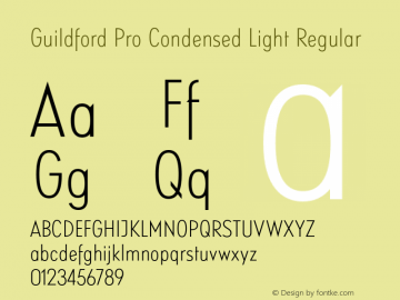 Guildford Pro Condensed Light Regular Version 1.000 Font Sample