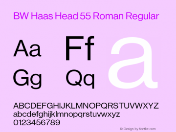 BW Haas Head 55 Roman Regular Version 1.001;PS 001.001;hotconv 1.0.57;makeotf.lib2.0.21895 Font Sample