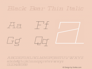 Black Bear Thin Italic Unknown Font Sample