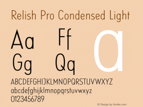 Relish Pro Condensed Light Version 1.000图片样张