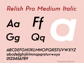 Relish Pro Medium Italic Version 1.000图片样张