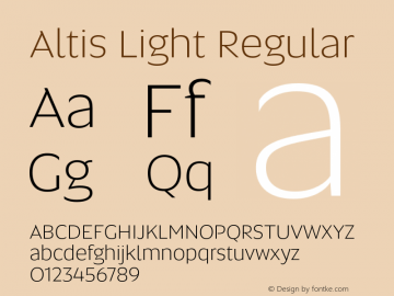 Altis Light Regular Version 1.000 Font Sample