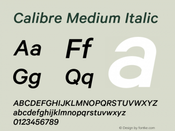 Calibre Medium Italic Version 1.002;PS 001.001;hotconv 1.0.57;makeotf.lib2.0.21895图片样张