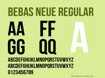 Bebas Neue Regular Version 1.002 Font Sample