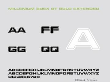 Millenium BdEx BT Bold Extended Version 1.01 emb4-OT Font Sample