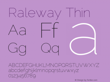 Raleway Thin Version 001.001 Font Sample