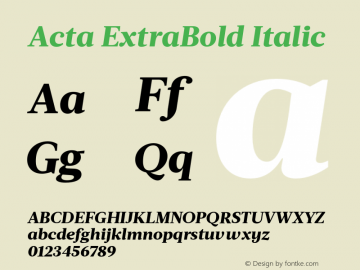 Acta ExtraBold Italic Version 1.000图片样张