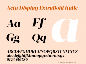 Acta Display ExtraBold Italic Version 1.000 Font Sample