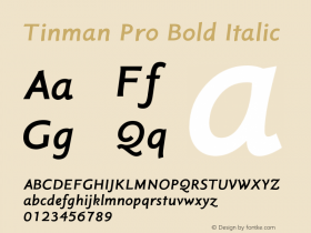 Tinman Pro Bold Italic Version 1.001 Font Sample