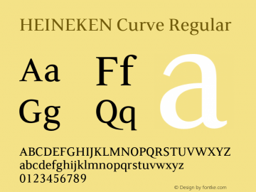 HEINEKEN Curve Regular Version 1.000 Font Sample