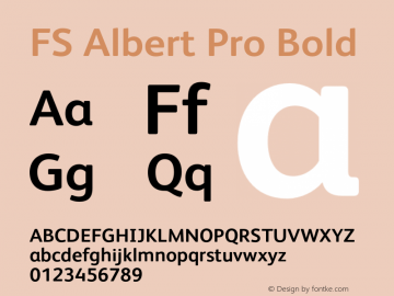 FS Albert Pro Bold Version 2.000 Font Sample