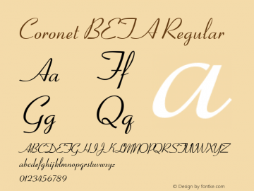 Coronet BETA Regular Version 001.001 Font Sample