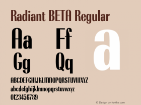 Radiant BETA Regular Version 001.001 Font Sample