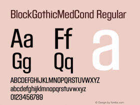 BlockGothicMedCond Regular 4/14/99   v1.0 EURO图片样张