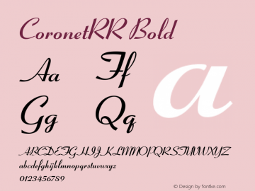 CoronetRR Bold Version 001.004 Font Sample