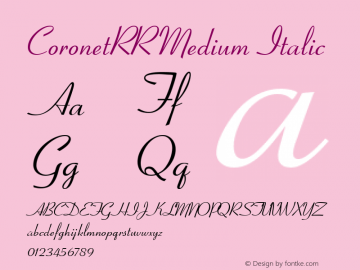 CoronetRR Medium Italic Version 001.004 Font Sample