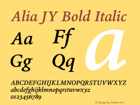 Alia JY Bold Italic Version 1.400图片样张