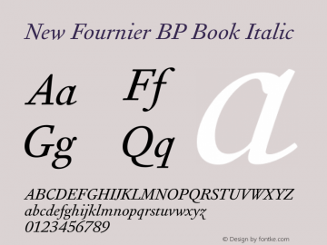 New Fournier BP Book Italic Version 1.0 Font Sample