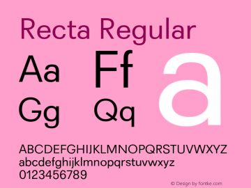 Recta Regular Version 1.000 Font Sample