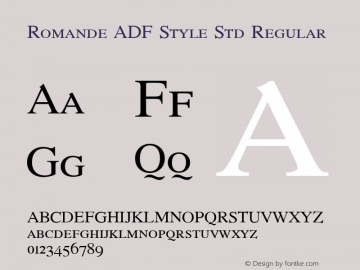 Romande ADF Style Std Regular Version 1.010 Font Sample