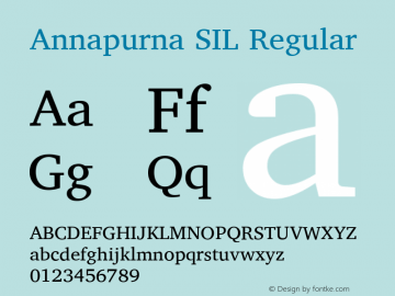 Annapurna SIL Regular Version 1.001 Font Sample