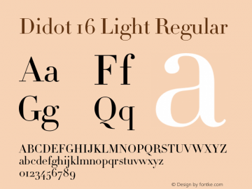 Didot 16 Light Regular 001.000 Font Sample