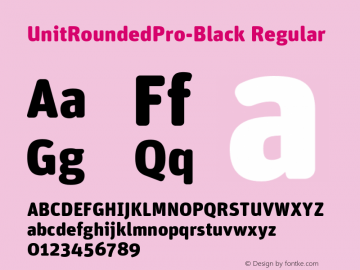 UnitRoundedPro-Black Regular Version 7.504; 2007; Build 1020 Font Sample