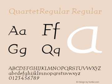 QuartetRegular Regular Macromedia Fontographer 4.1 12/21/96 Font Sample