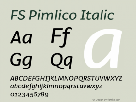 FS Pimlico Italic Version 1.001 Font Sample