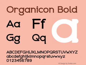 Organicon Bold Version 1.10 Font Sample