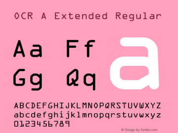 OCR A Extended Regular Version 1.80图片样张