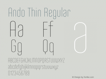 Ando Thin Regular Version 1.000 Font Sample