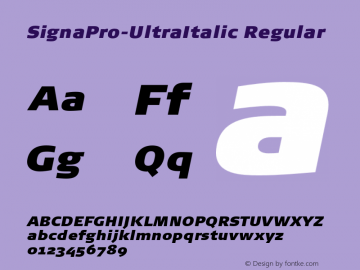 SignaPro-UltraItalic Regular Version 7.504; 2011; Build 1022图片样张