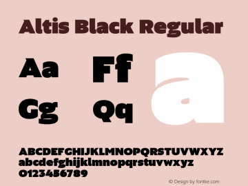 Altis Black Regular Version 1.000 Font Sample