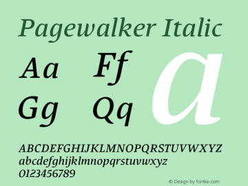 Pagewalker Italic Version 001.001图片样张