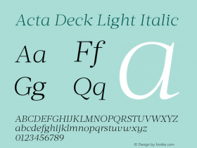 Acta Deck Light Italic Version 1.000图片样张