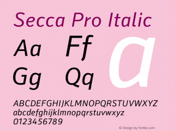 Secca Pro Italic Version 1.001 Font Sample