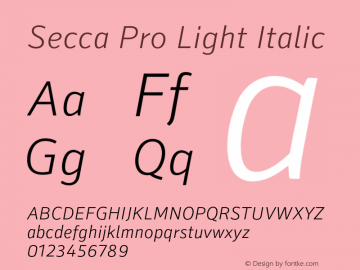 Secca Pro Light Italic Version 1.001图片样张