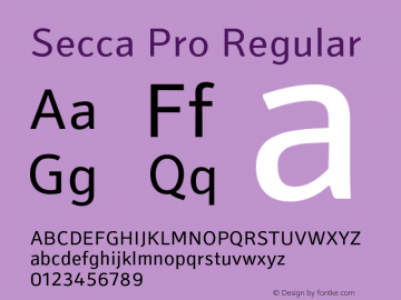 Secca Pro Regular Version 1.001 Font Sample